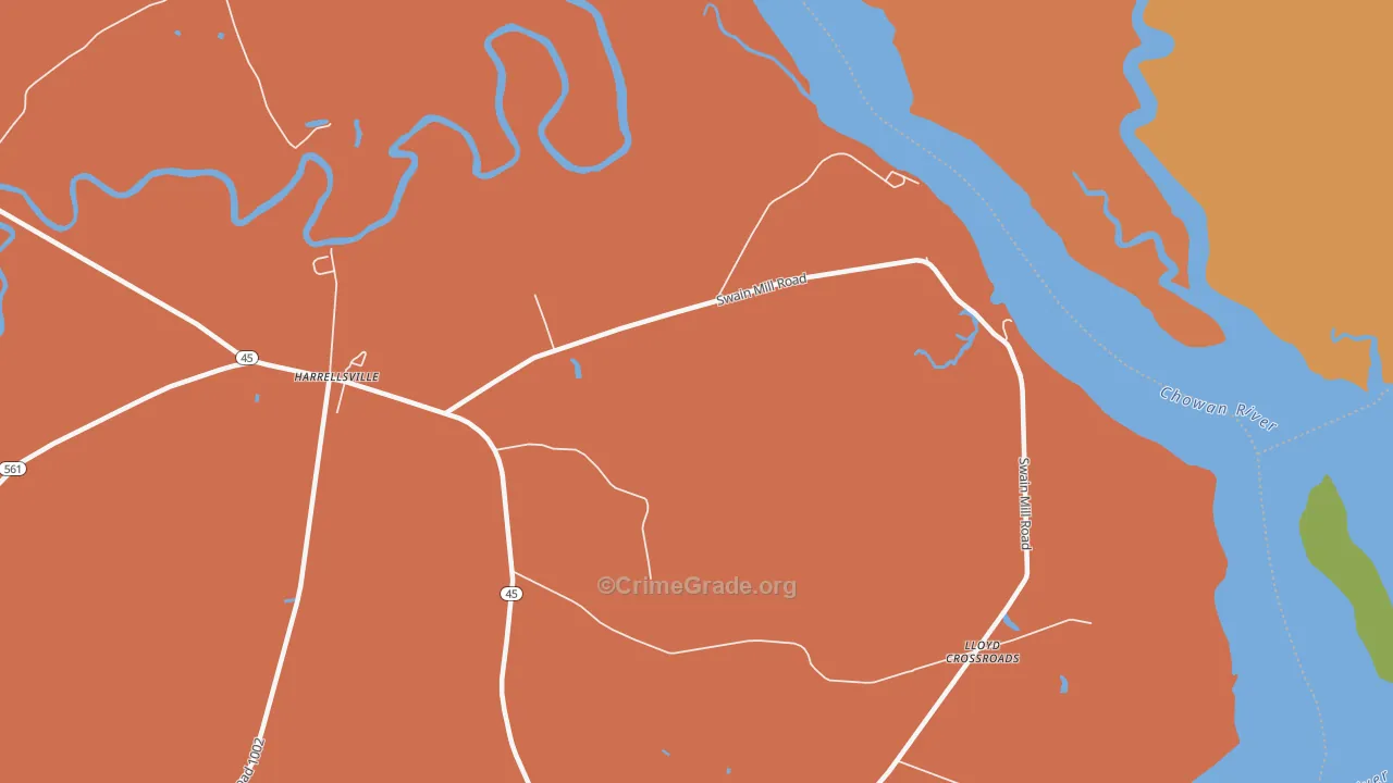 Lloyd Crossroads, NC Map of Burglary Rates
