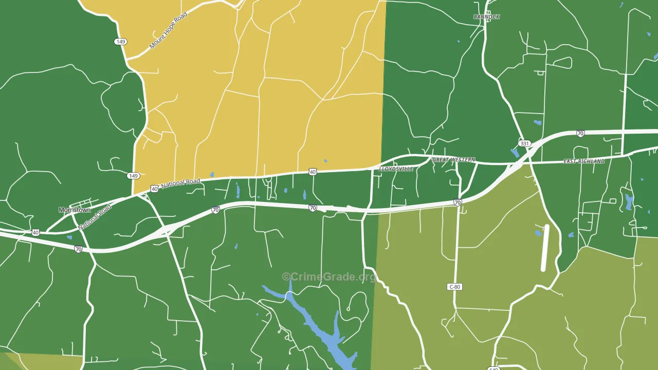 Lloydsville, OH Map of Burglary Rates