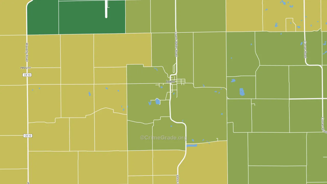 Loami, IL Map of Burglary Rates