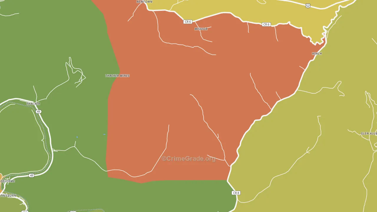 Lobata, WV Map of Burglary Rates