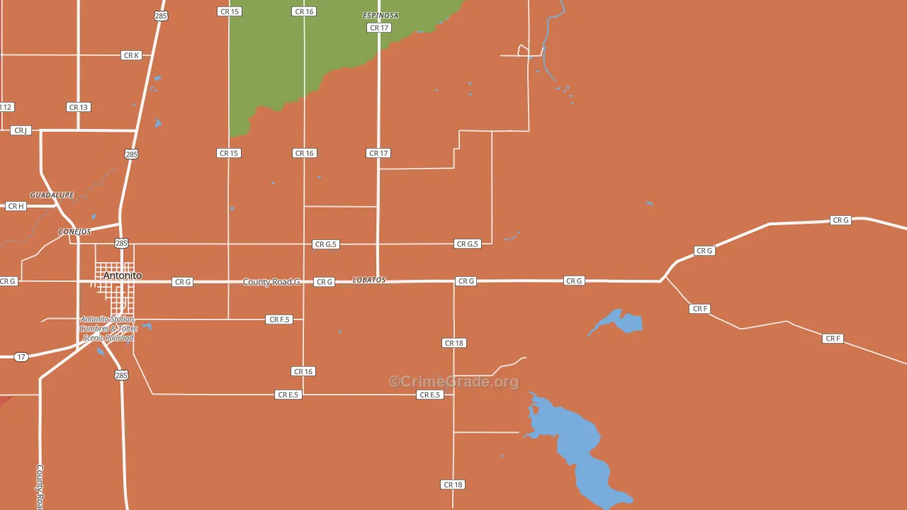 Lobatos, CO Map of Burglary Rates