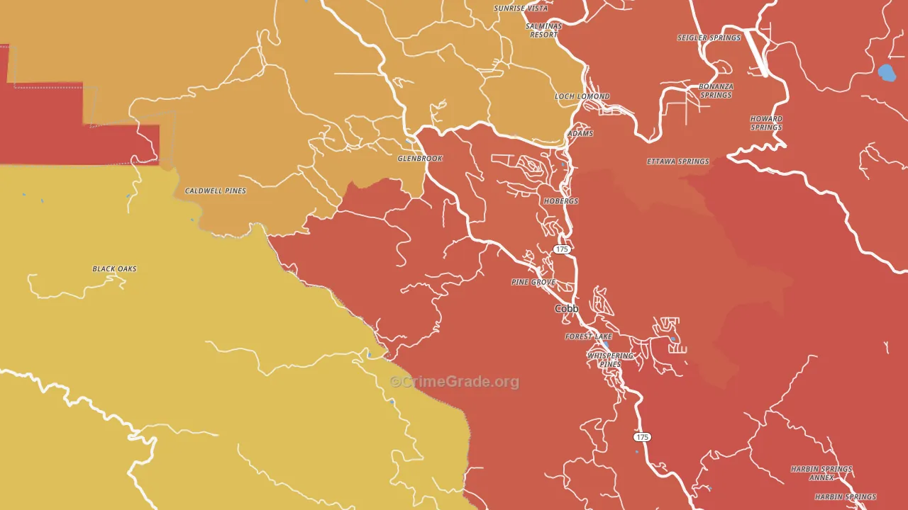 Loch Lomond, CA Map of Burglary Rates