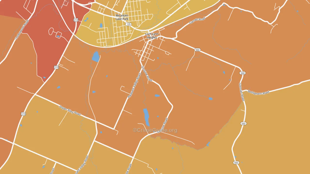 Loch Lynn Heights, MD Map of Burglary Rates