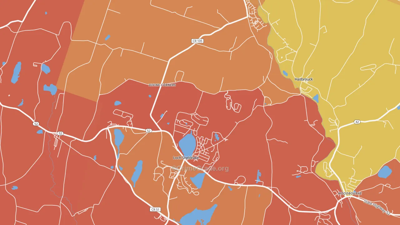 Loch Sheldrake, NY Map of Burglary Rates