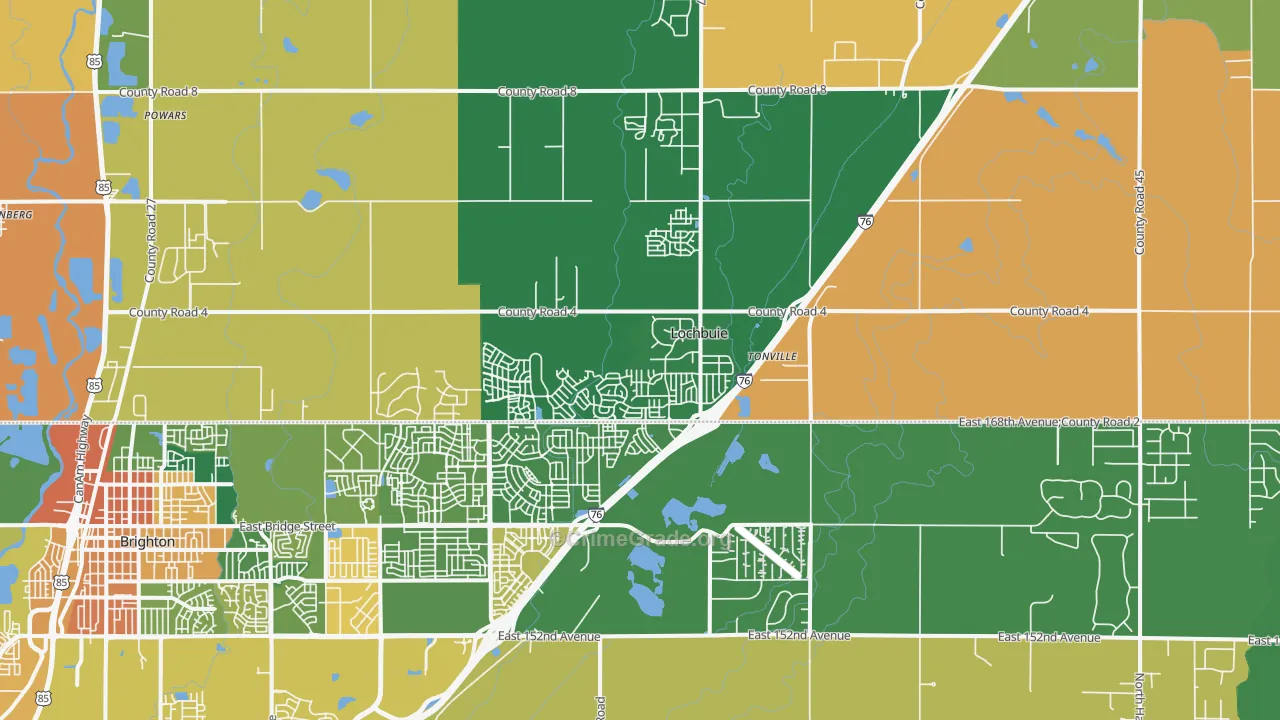 Lochbuie, CO Map of Burglary Rates
