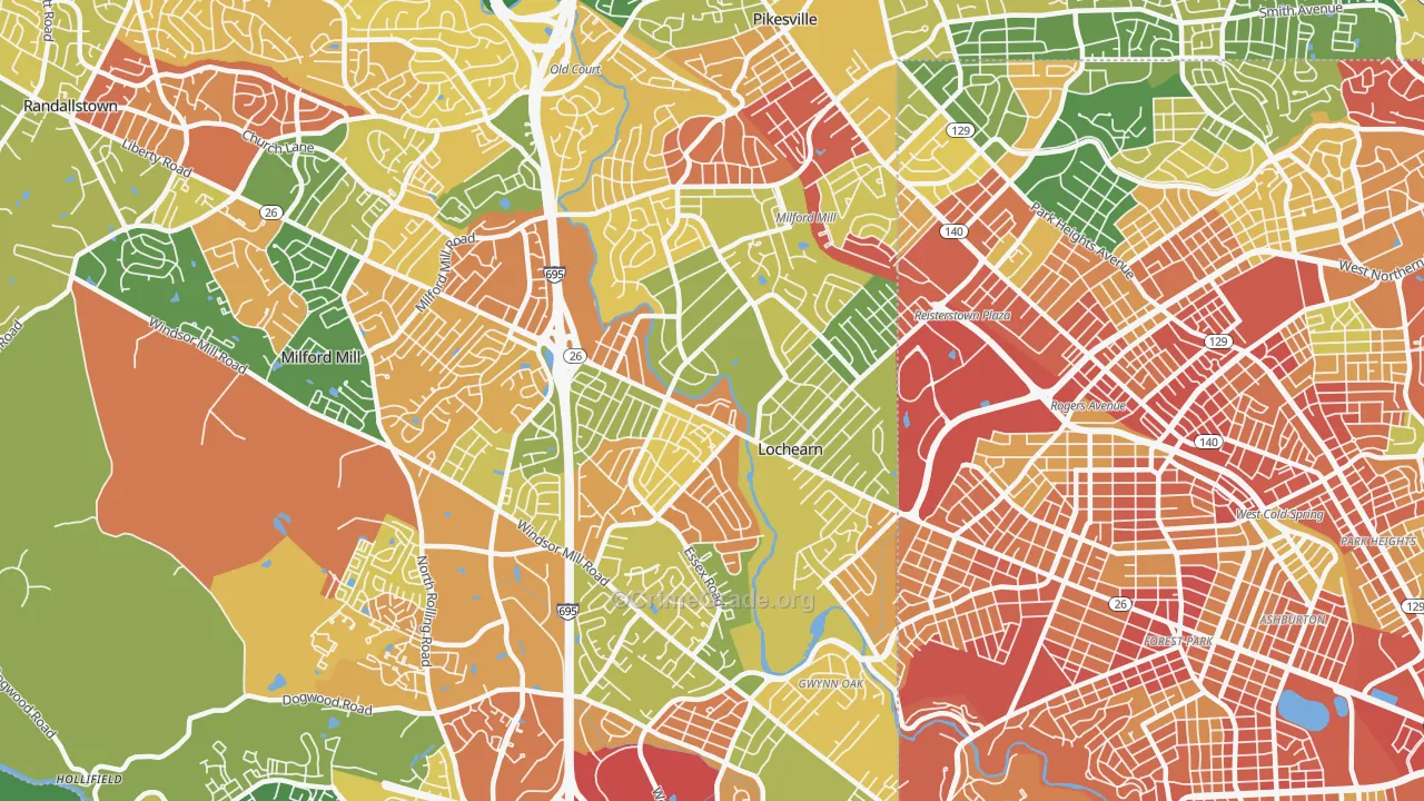 Lochearn, MD Map of Burglary Rates