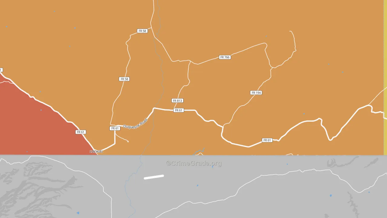 Lochiel, AZ Map of Burglary Rates