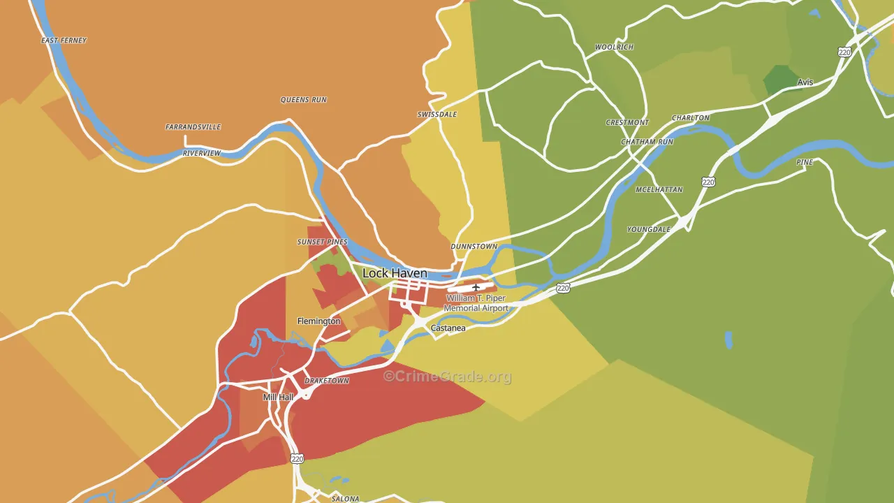 Lock Haven, PA Map of Burglary Rates