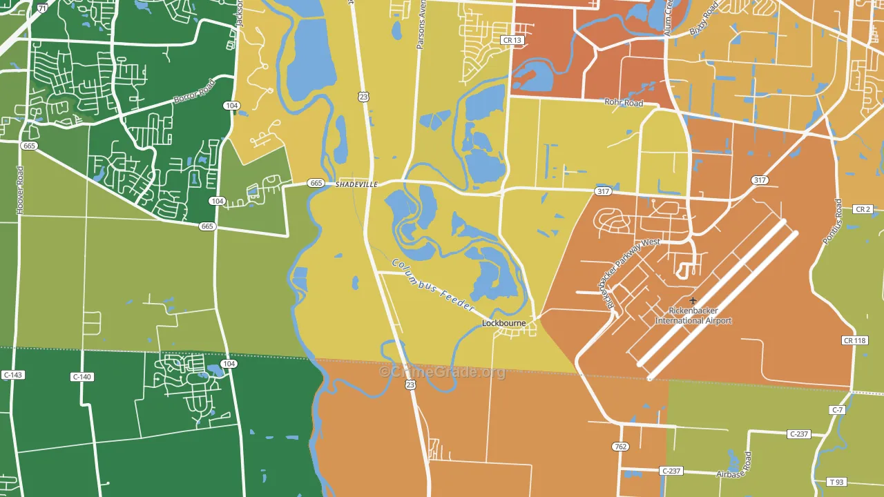 Lockbourne, OH Map of Burglary Rates