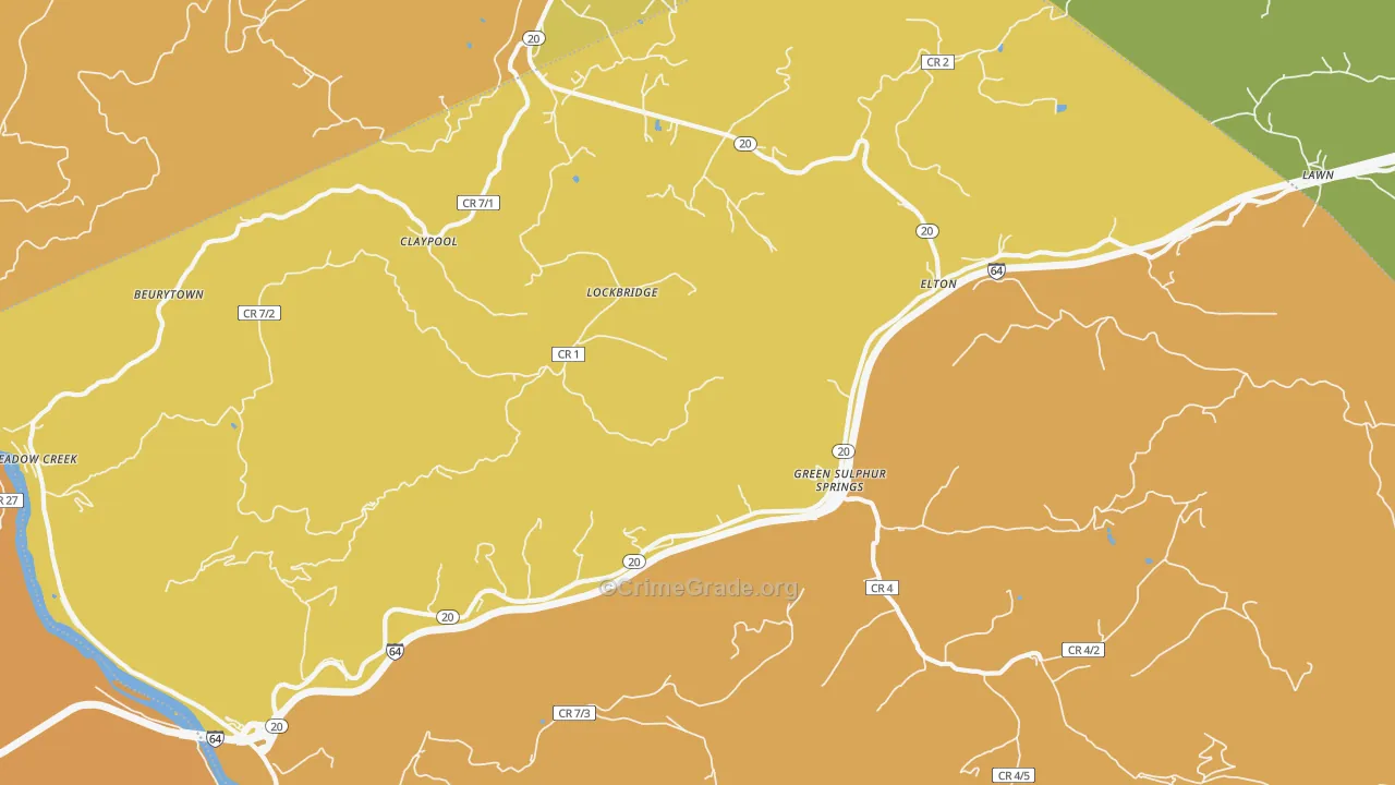 Lockbridge, WV Map of Burglary Rates