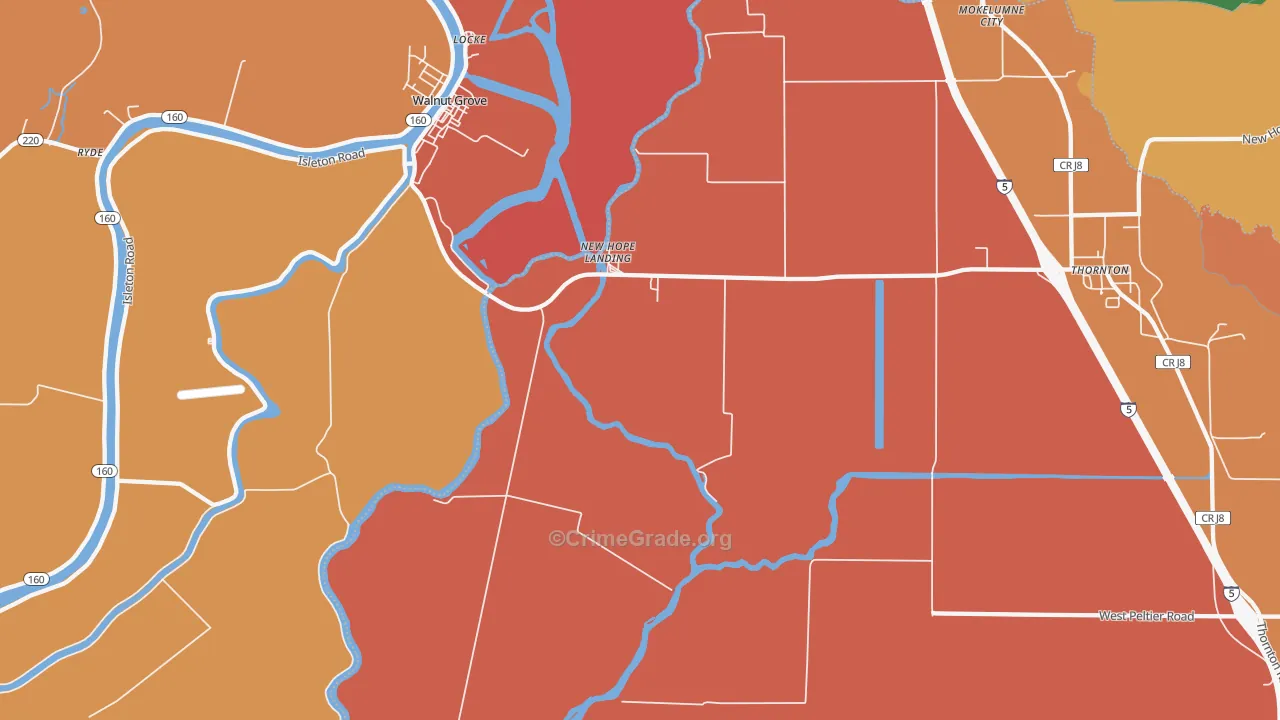 Locke, CA Map of Burglary Rates