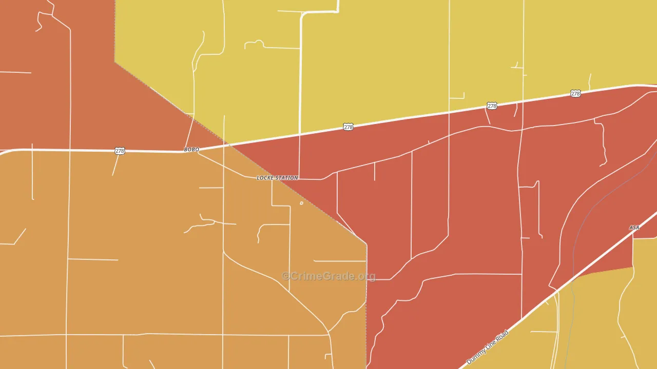 Locke Station, MS Map of Burglary Rates
