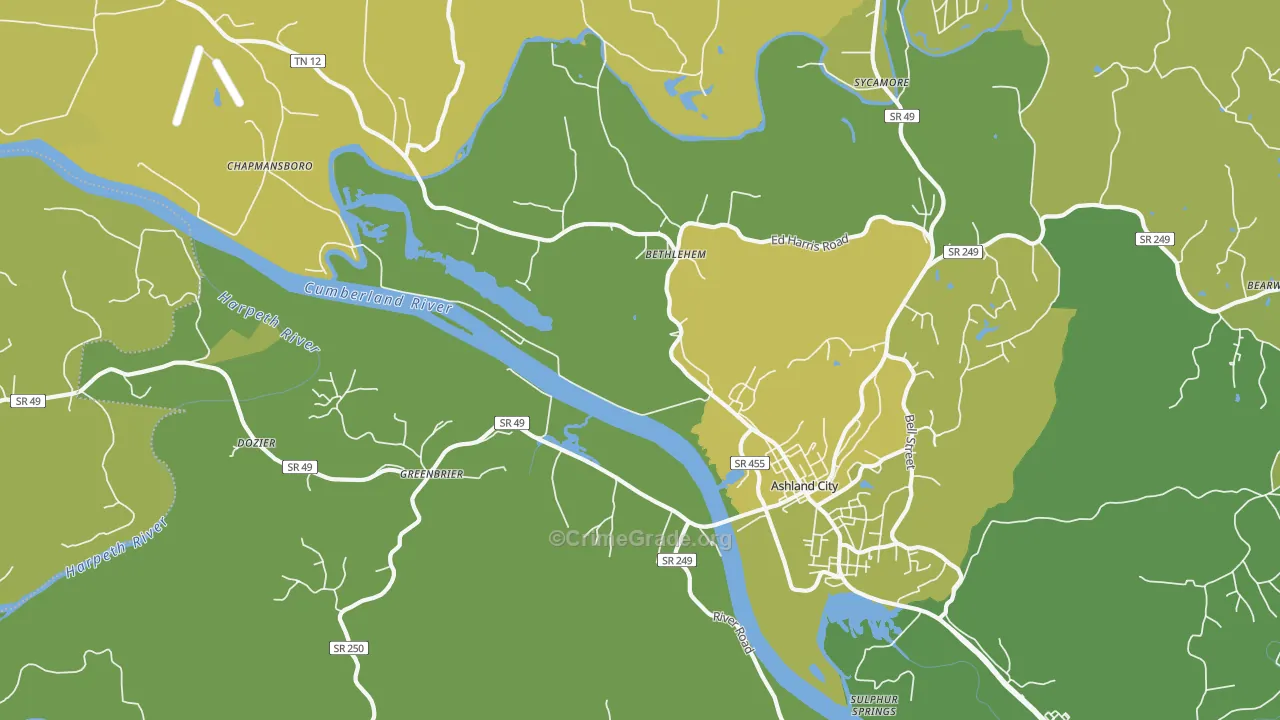 Lockertsville, TN Map of Burglary Rates