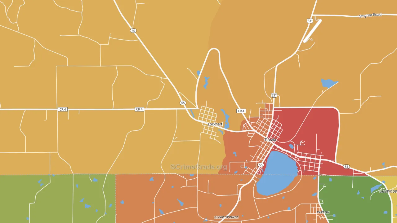 Lockhart, AL Map of Burglary Rates