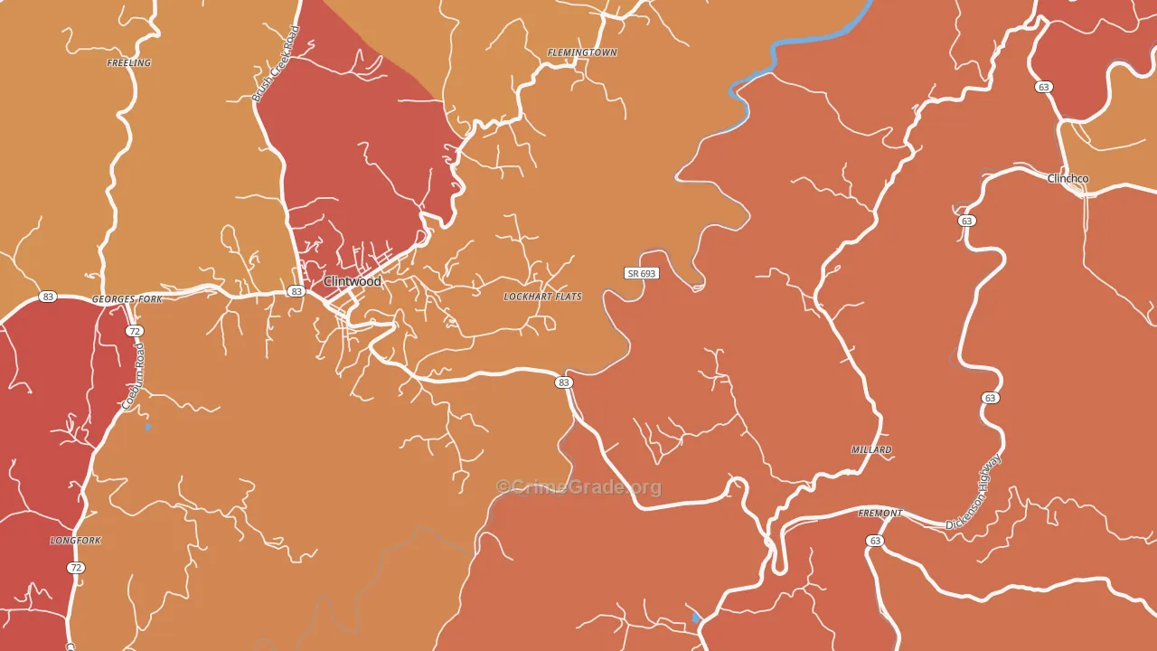 Lockhart Flats, VA Map of Burglary Rates