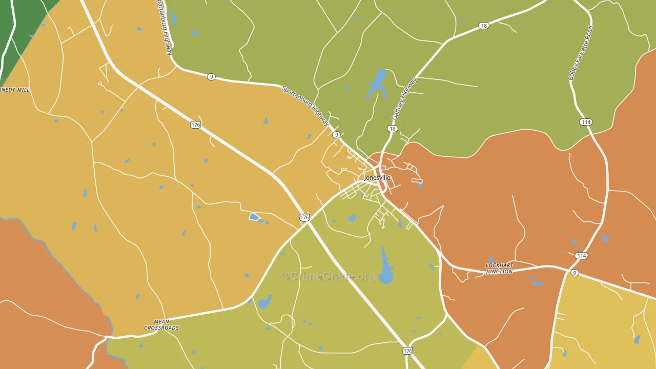 Lockhart Junction, SC Map of Burglary Rates