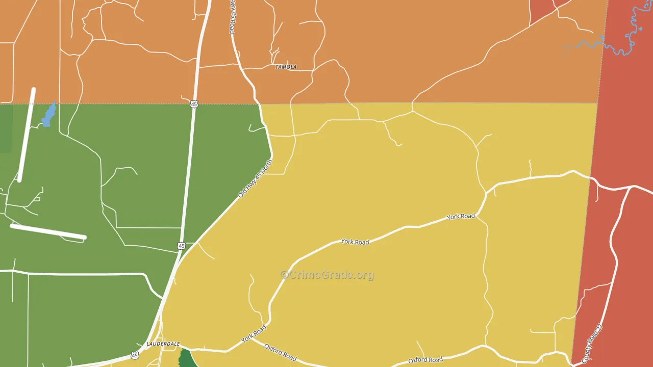 Lockhart, MS Map of Burglary Rates