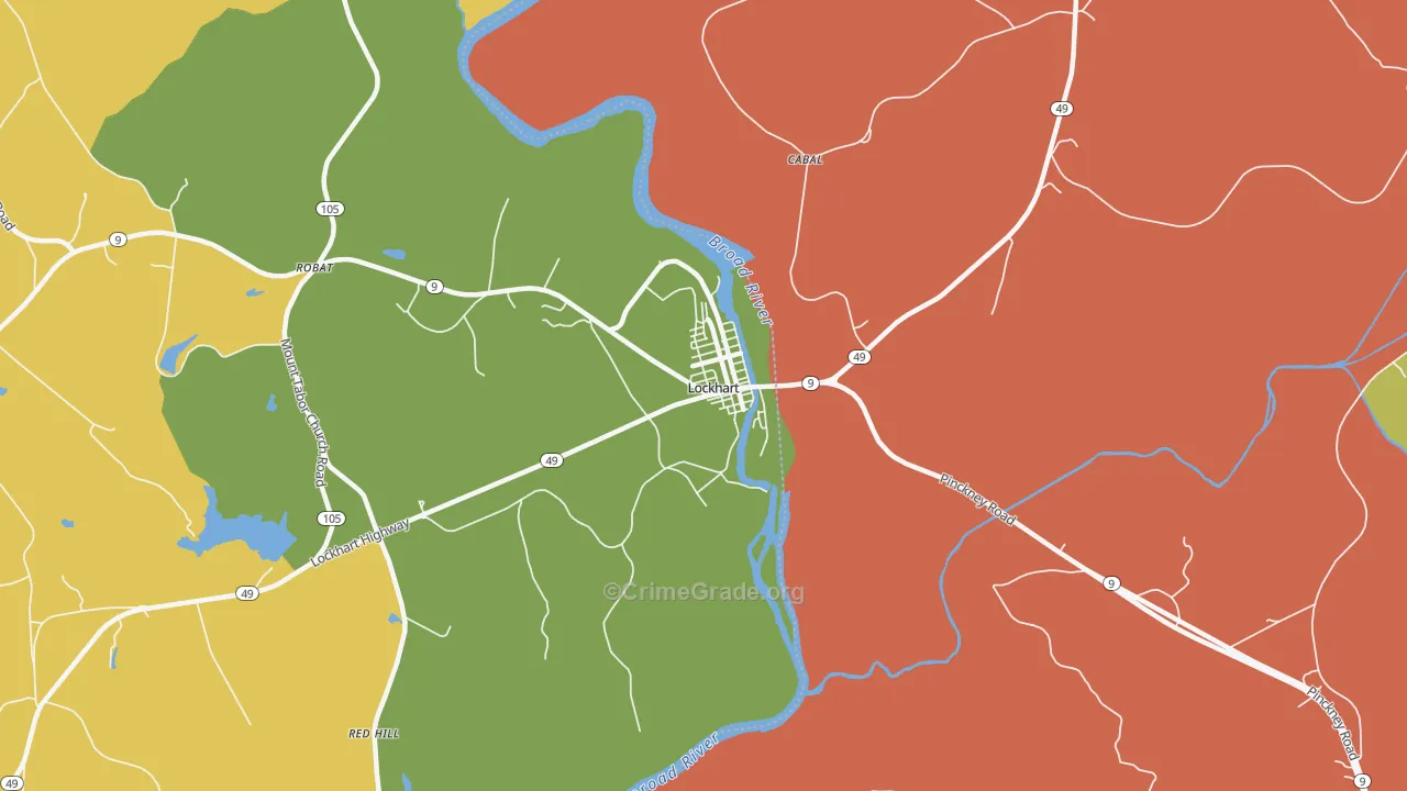 Lockhart, SC Map of Burglary Rates