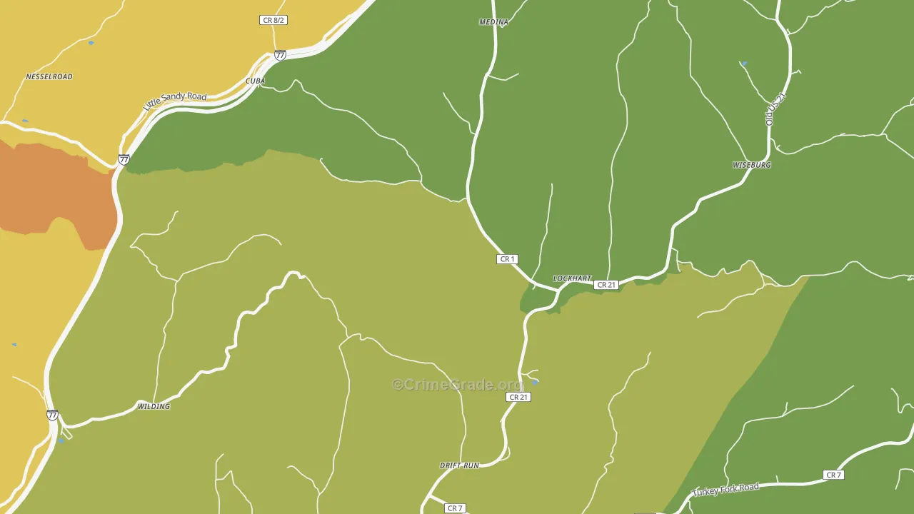 Lockhart, WV Map of Burglary Rates