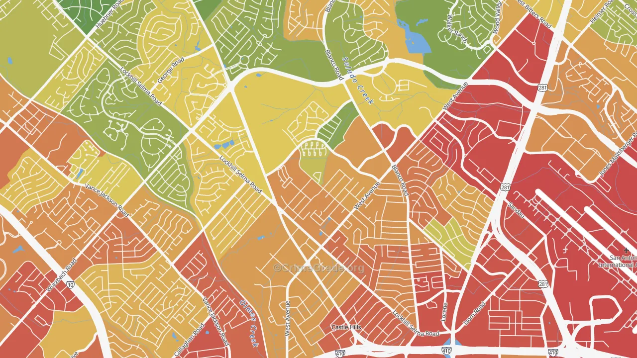 Lockhill Estates, San Antonio, TX Map of Burglary Rates