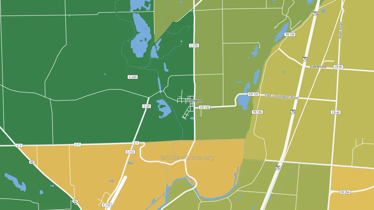 Lockington, OH Map of Burglary Rates
