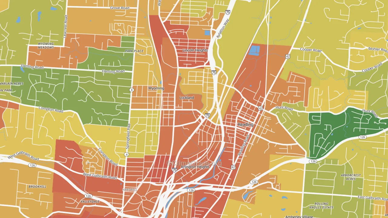 Lockland, OH Map of Burglary Rates