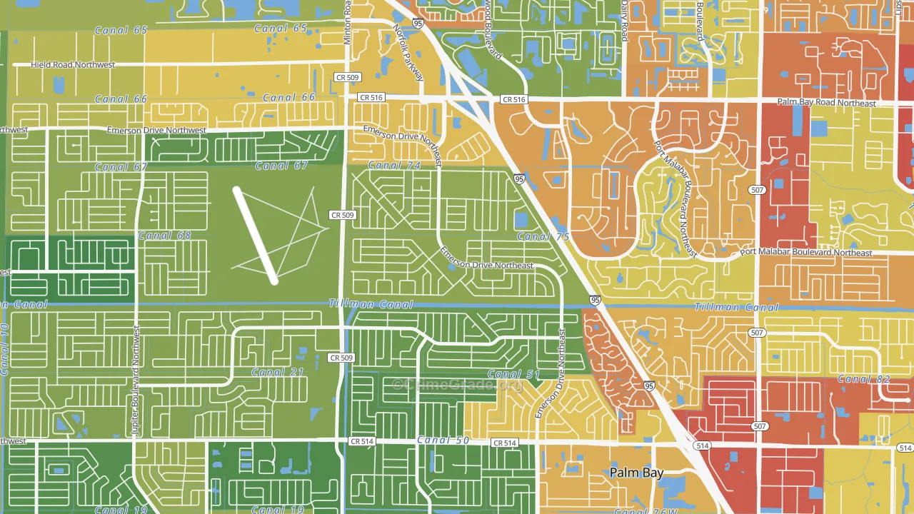 Lockmar Estates, Palm Bay, FL Map of Burglary Rates