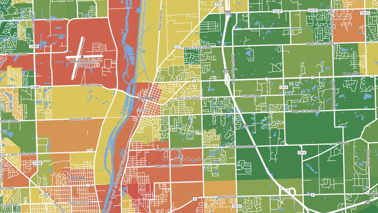 Lockport, IL Map of Burglary Rates