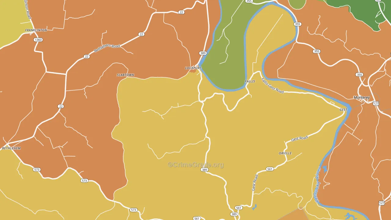 Lockport, KY Map of Burglary Rates