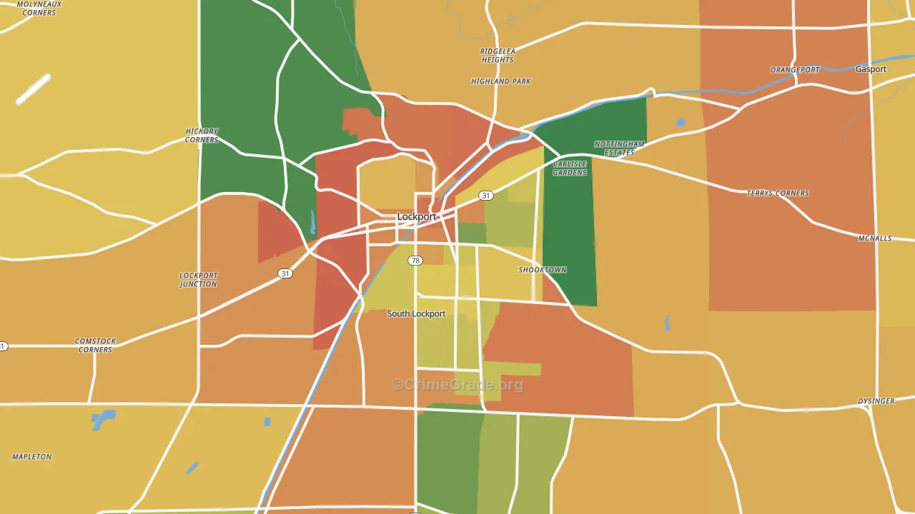 Lockport, NY Map of Burglary Rates