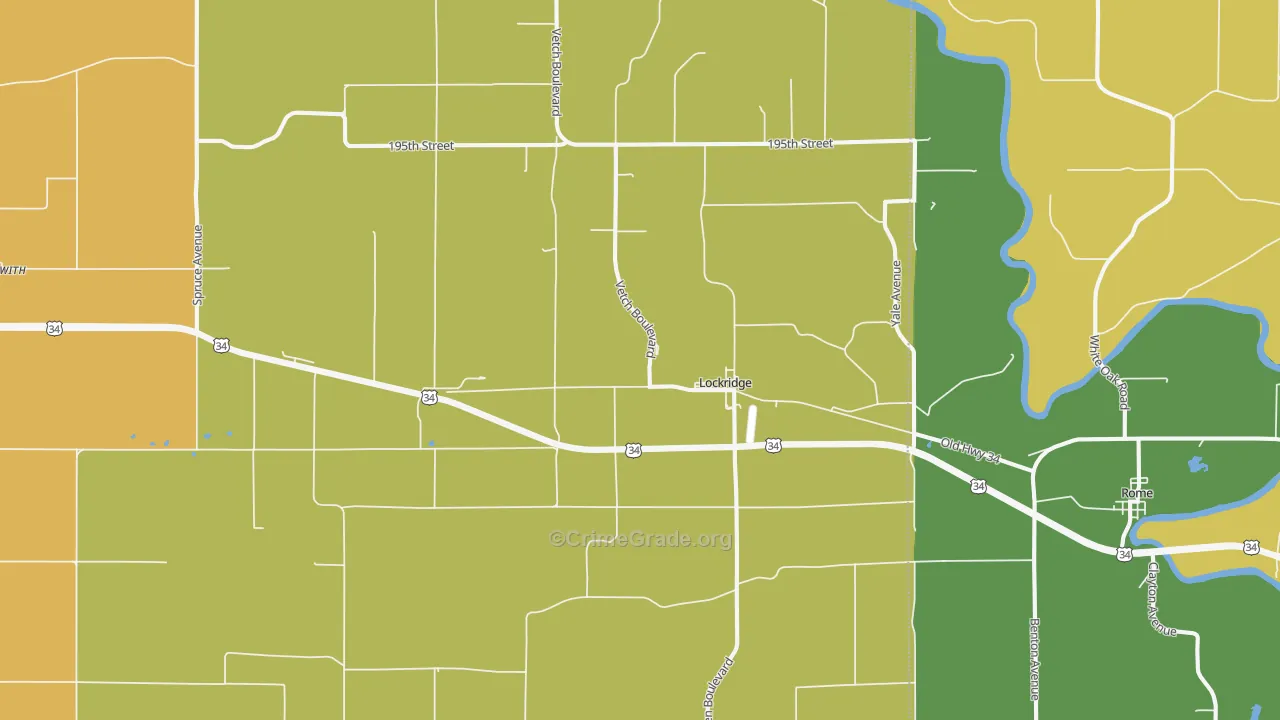 Lockridge, IA Map of Burglary Rates
