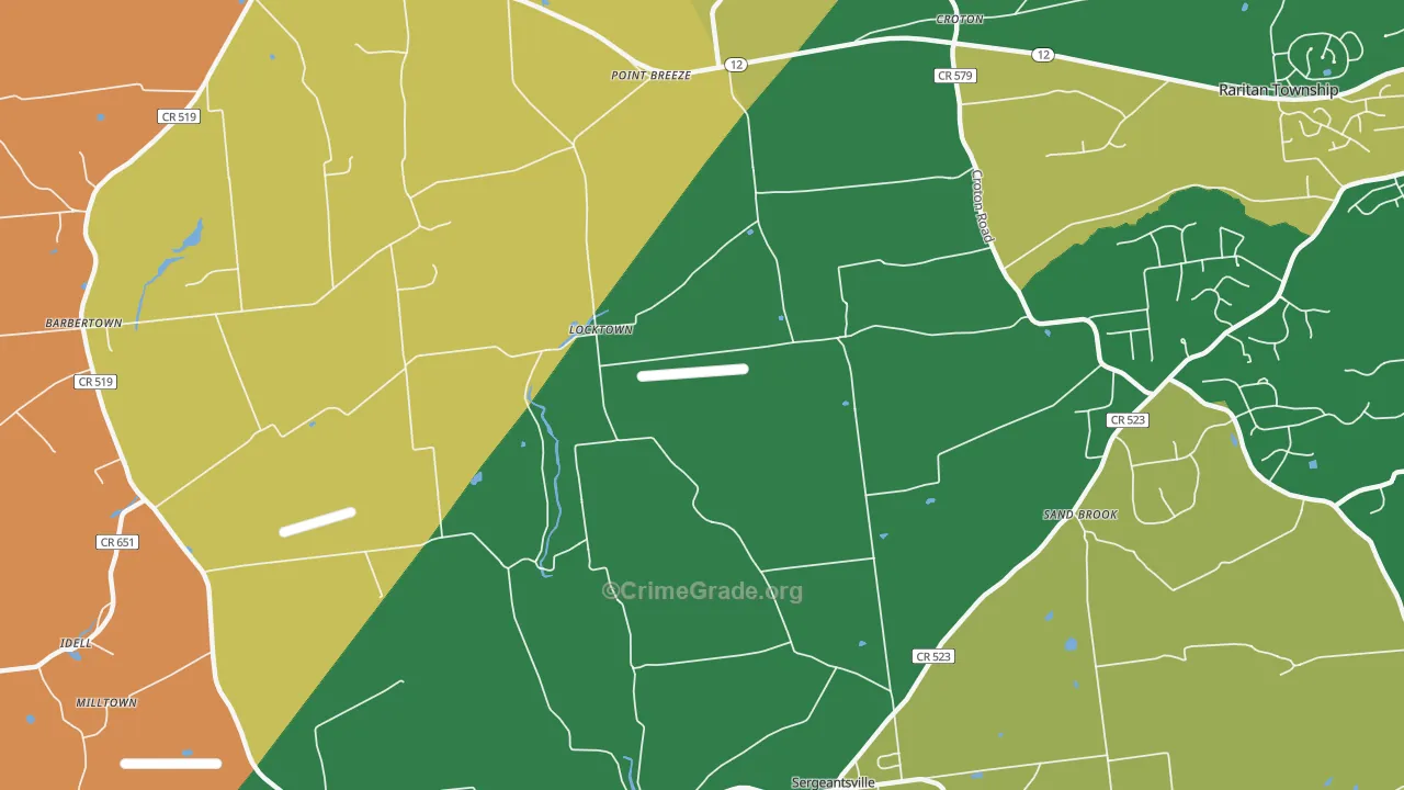 Locktown, NJ Map of Burglary Rates