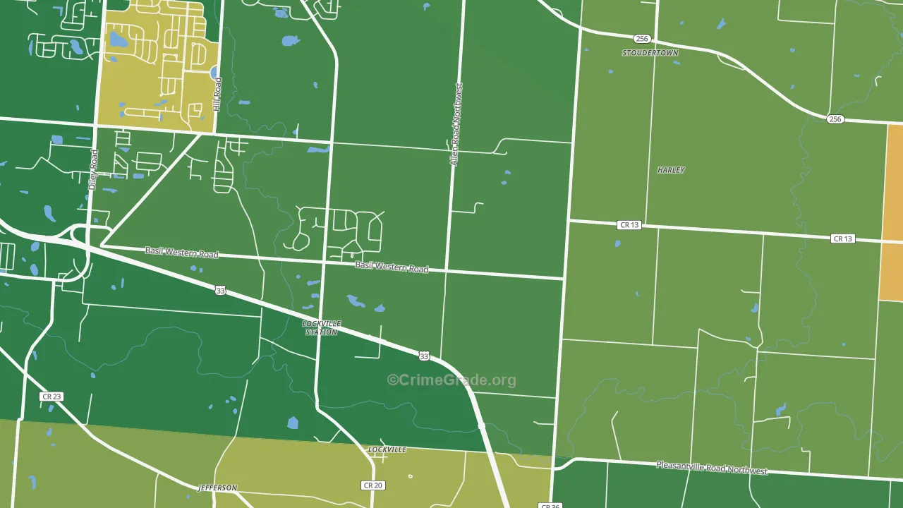 Lockville, OH Map of Burglary Rates