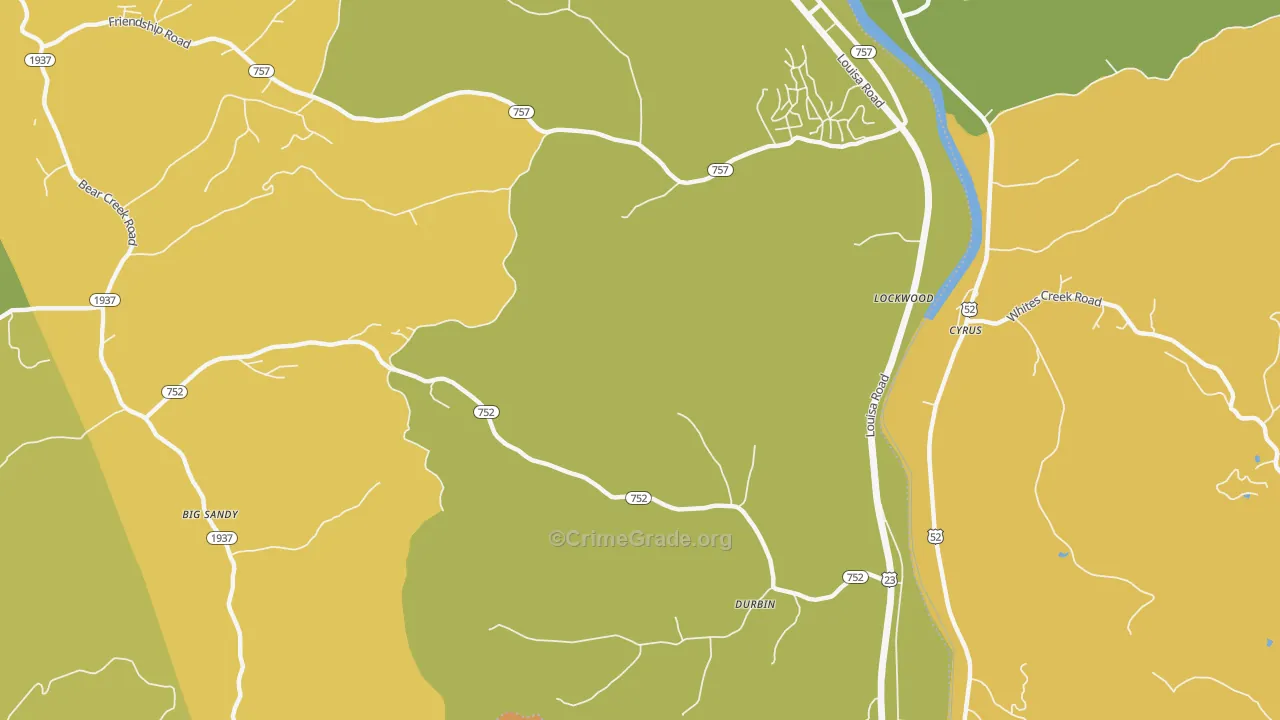 Lockwood, KY Map of Burglary Rates