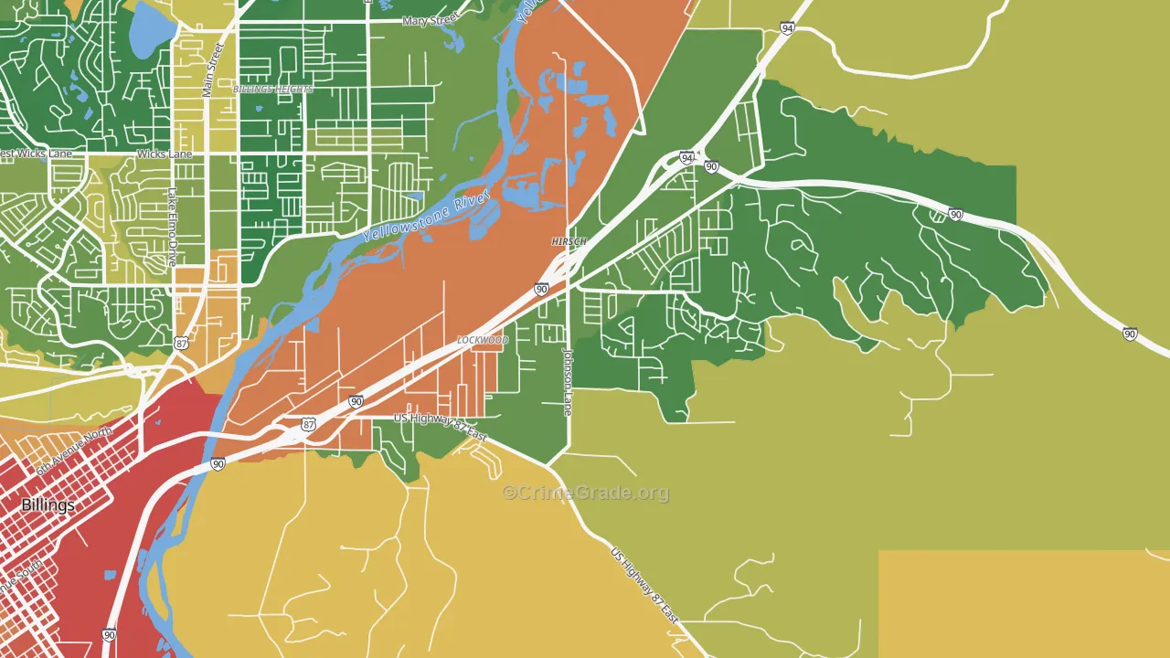 Lockwood, MT Map of Burglary Rates