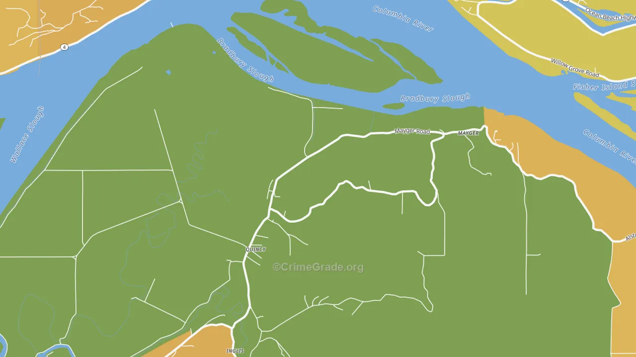 Locoda, OR Map of Burglary Rates