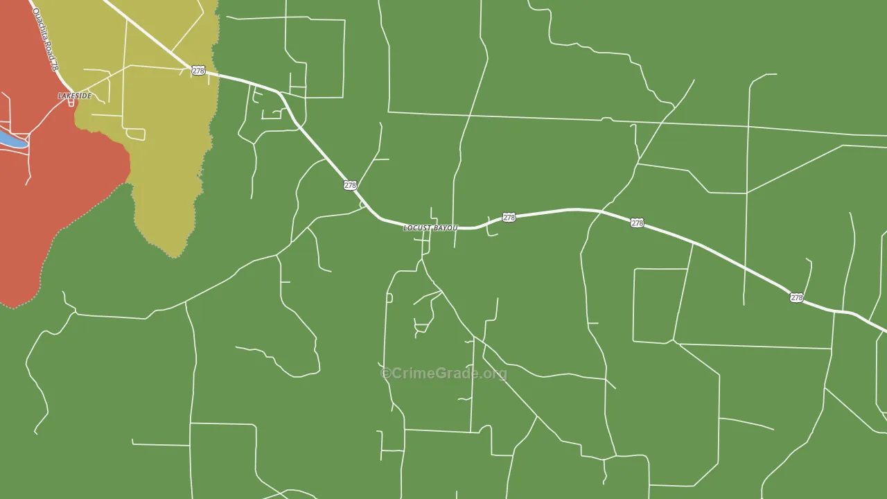 Locust Bayou, AR Map of Burglary Rates