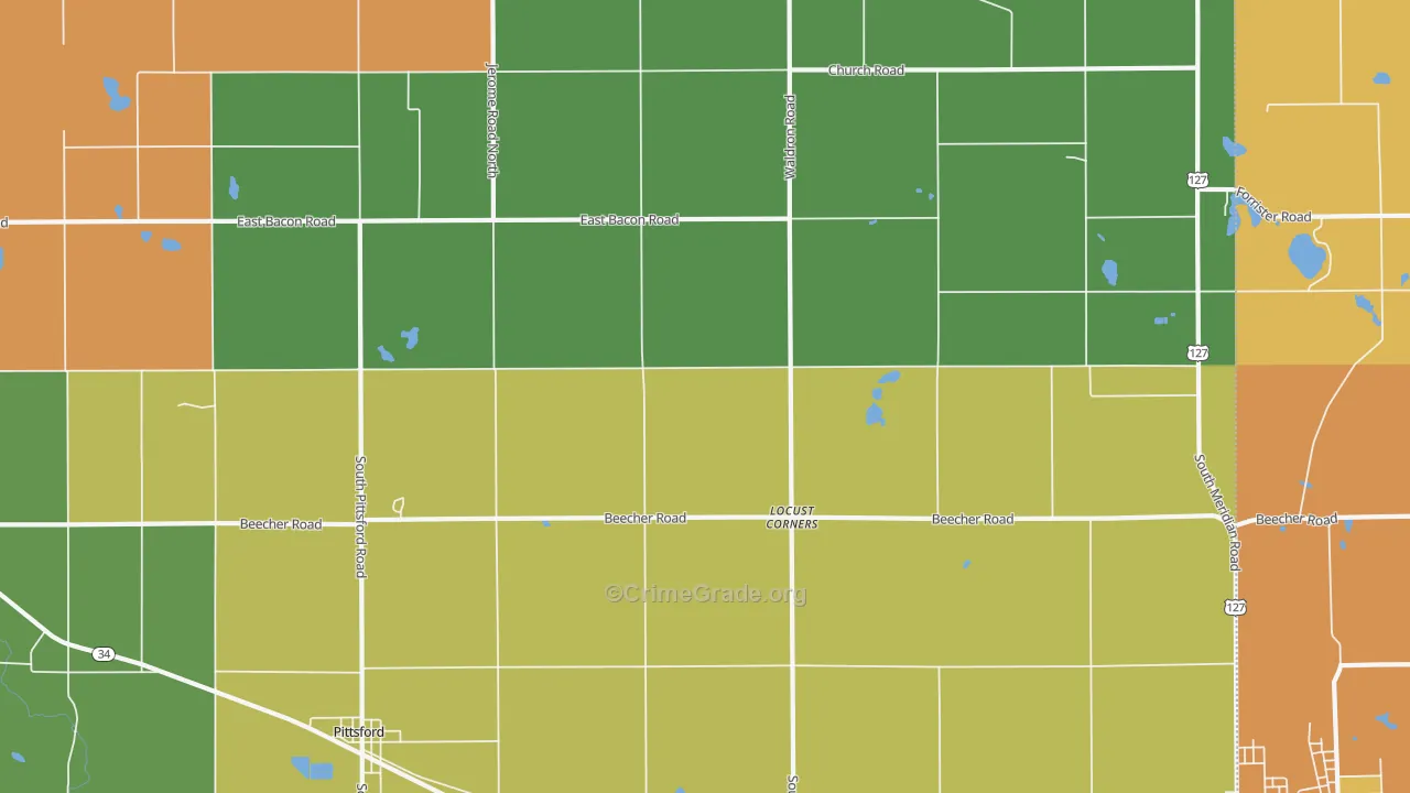 Locust Corners, MI Map of Burglary Rates