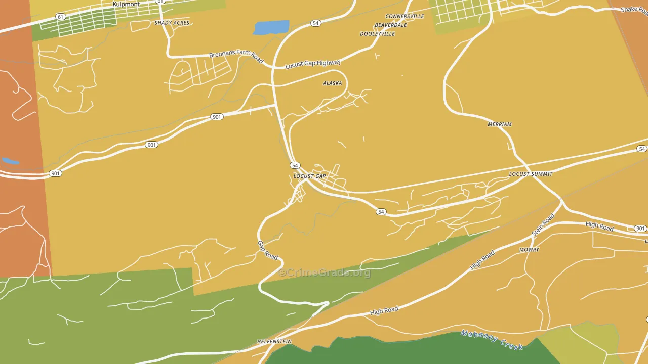Locust Gap, PA Map of Burglary Rates