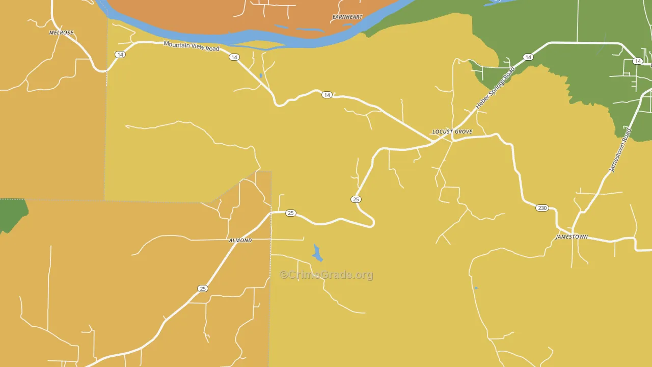 Locust Grove, AR Map of Burglary Rates