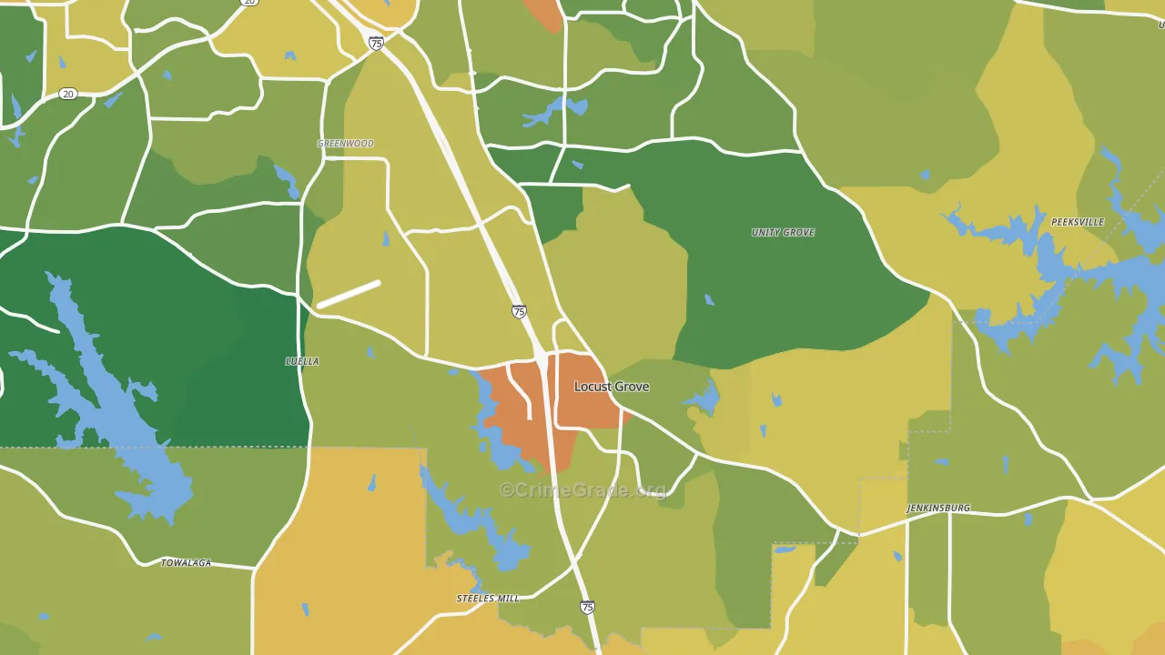 Locust Grove, GA Map of Burglary Rates