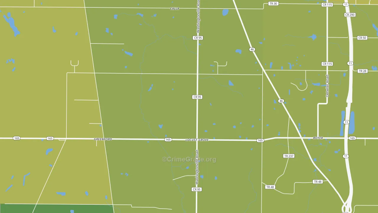 Locust Grove, OH Map of Burglary Rates