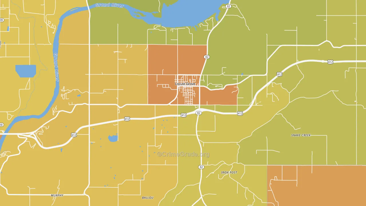 Locust Grove, OK Map of Burglary Rates
