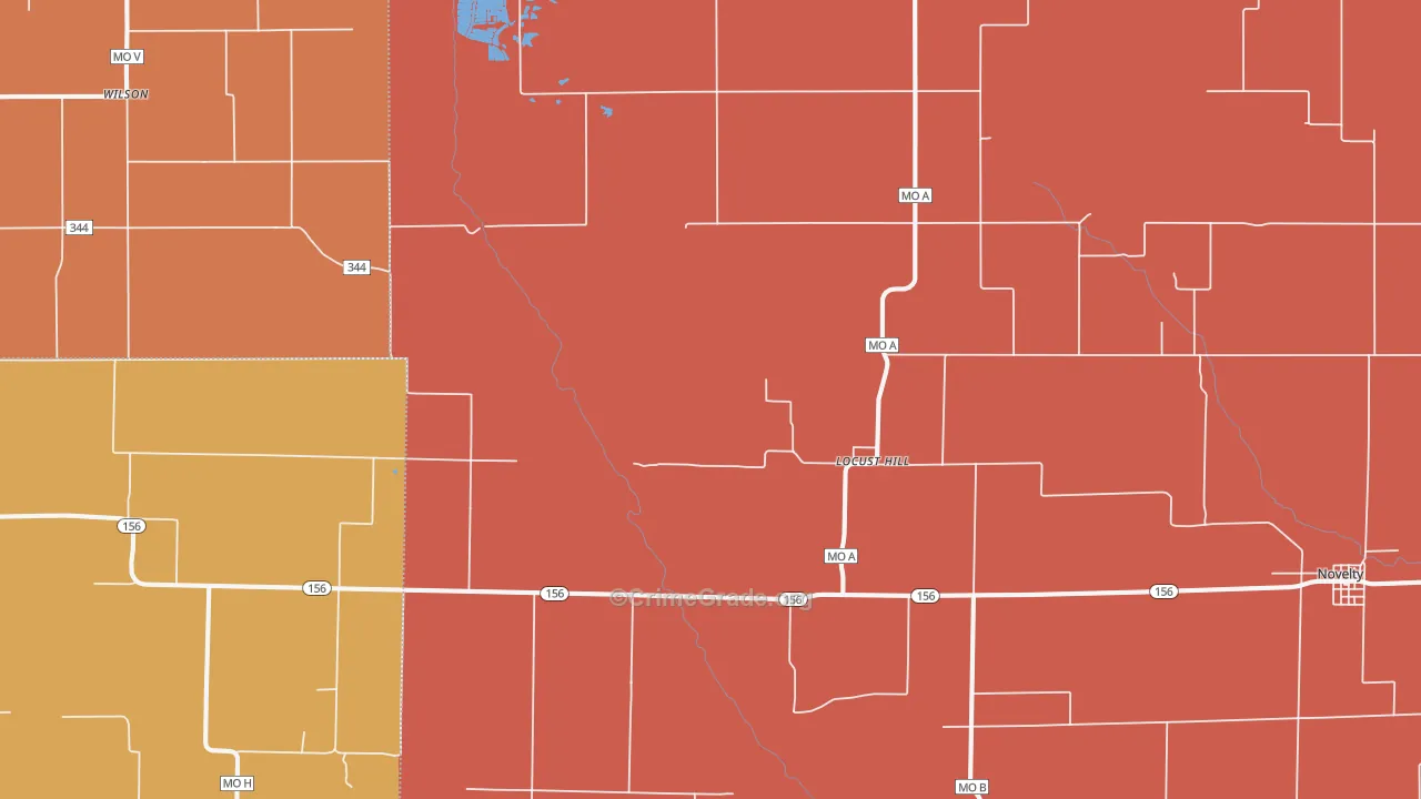 Locust Hill, MO Map of Burglary Rates