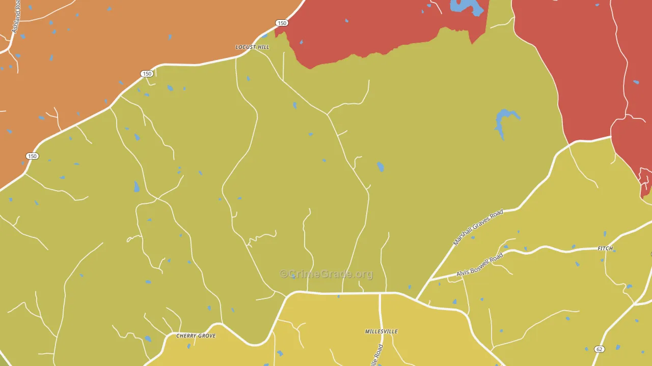 Locust Hill, NC Map of Burglary Rates