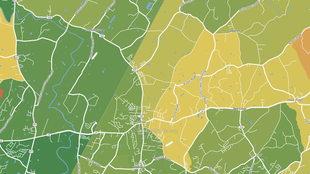 Locust, NC Map of Burglary Rates