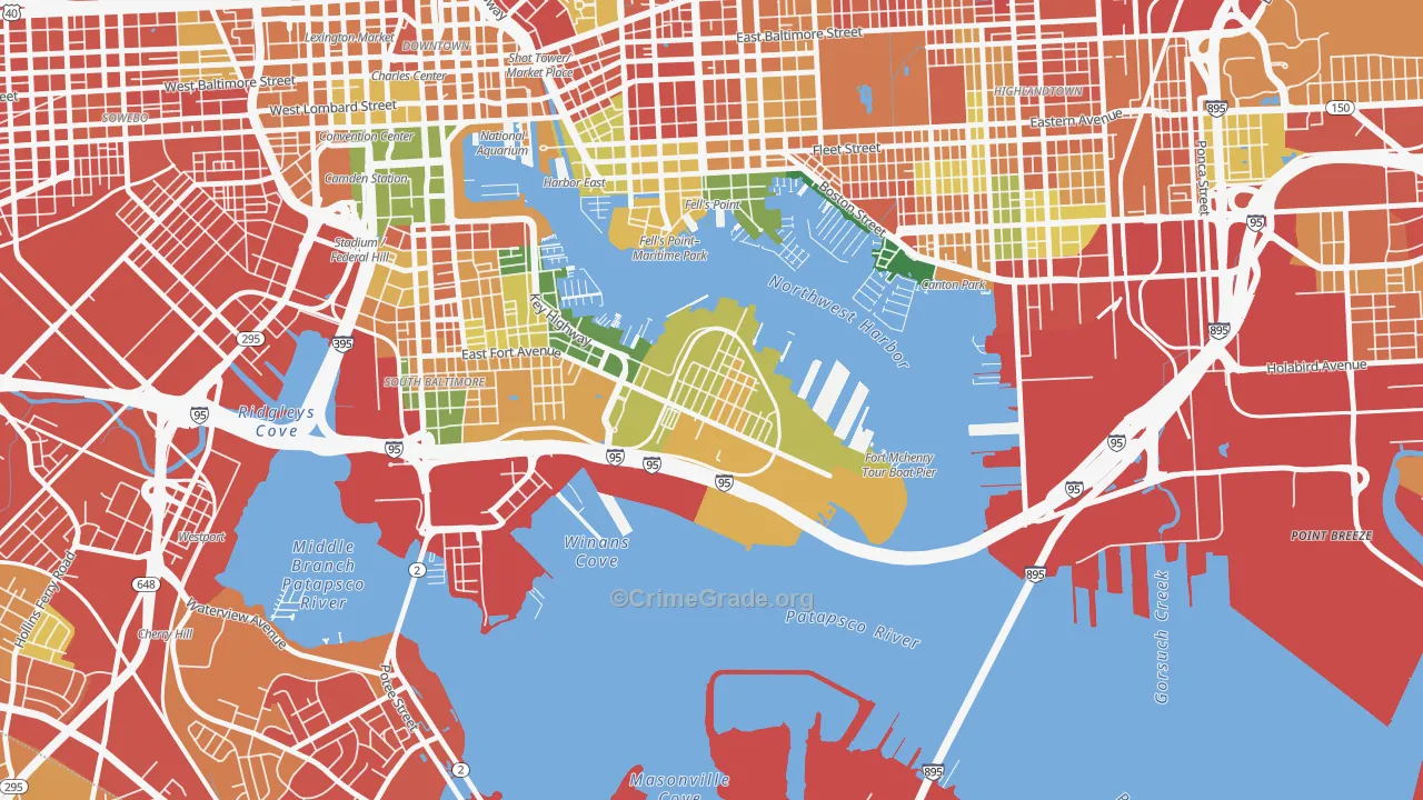 Locust Point, Baltimore, MD Map of Burglary Rates
