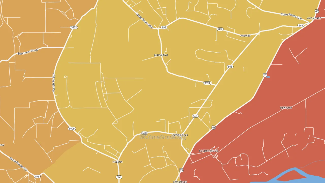 Locust Ridge, LA Map of Burglary Rates