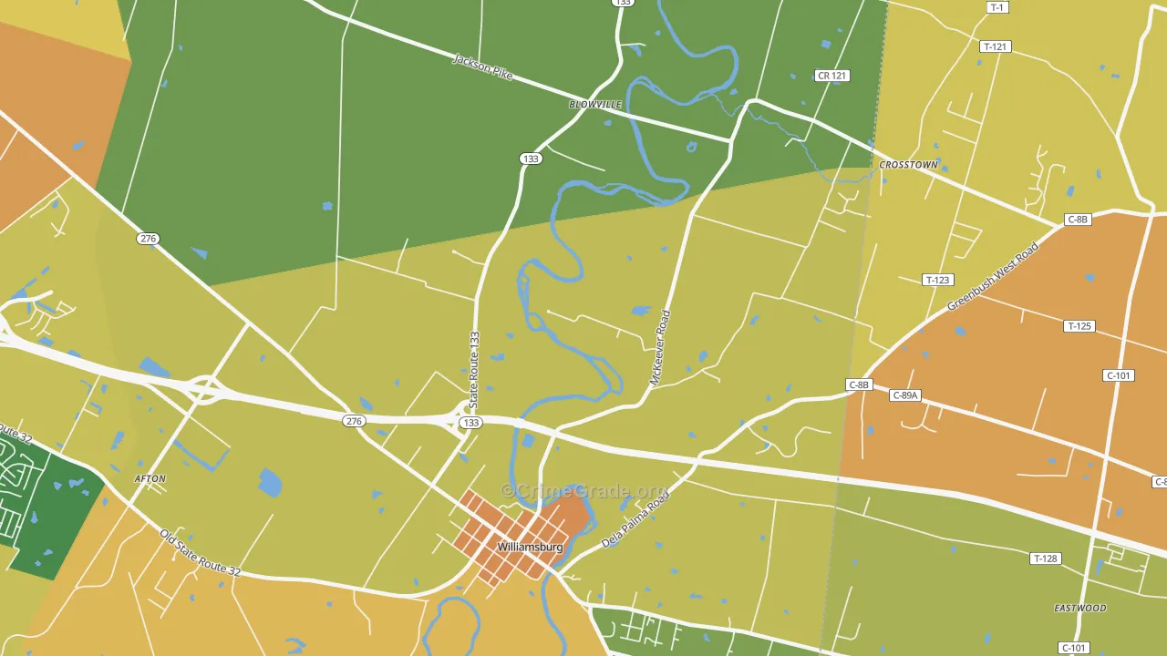 Locust Ridge, OH Map of Burglary Rates
