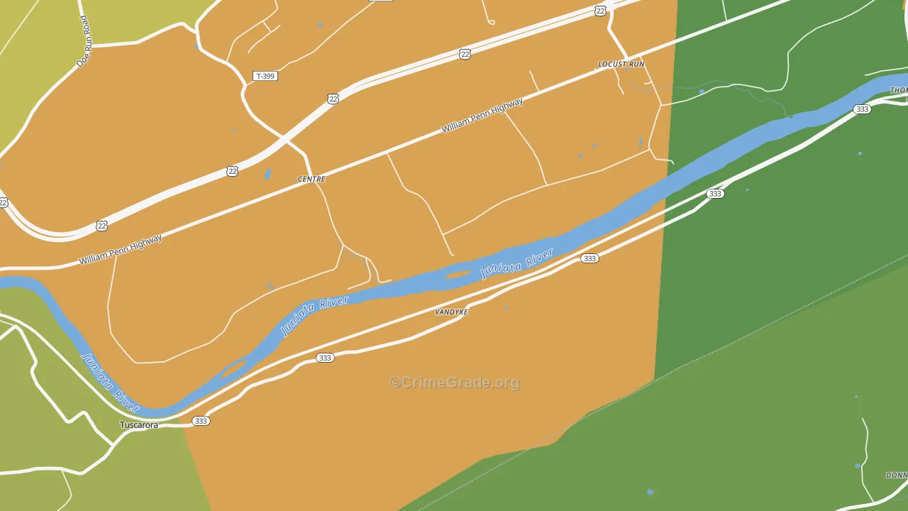Locust Run, PA Map of Burglary Rates